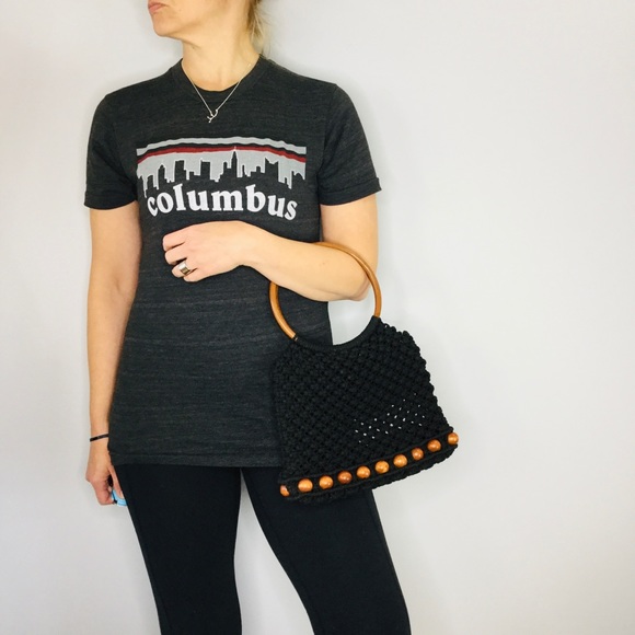 Vintage macrame wood bead small satchel bag - Picture 2 of 8